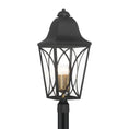 Load image into Gallery viewer, Cardigan 4 Light Outdoor Post Mount in Sand Coal Black & Olden Brass Finish with Clear Glass - Minka-Lavery

