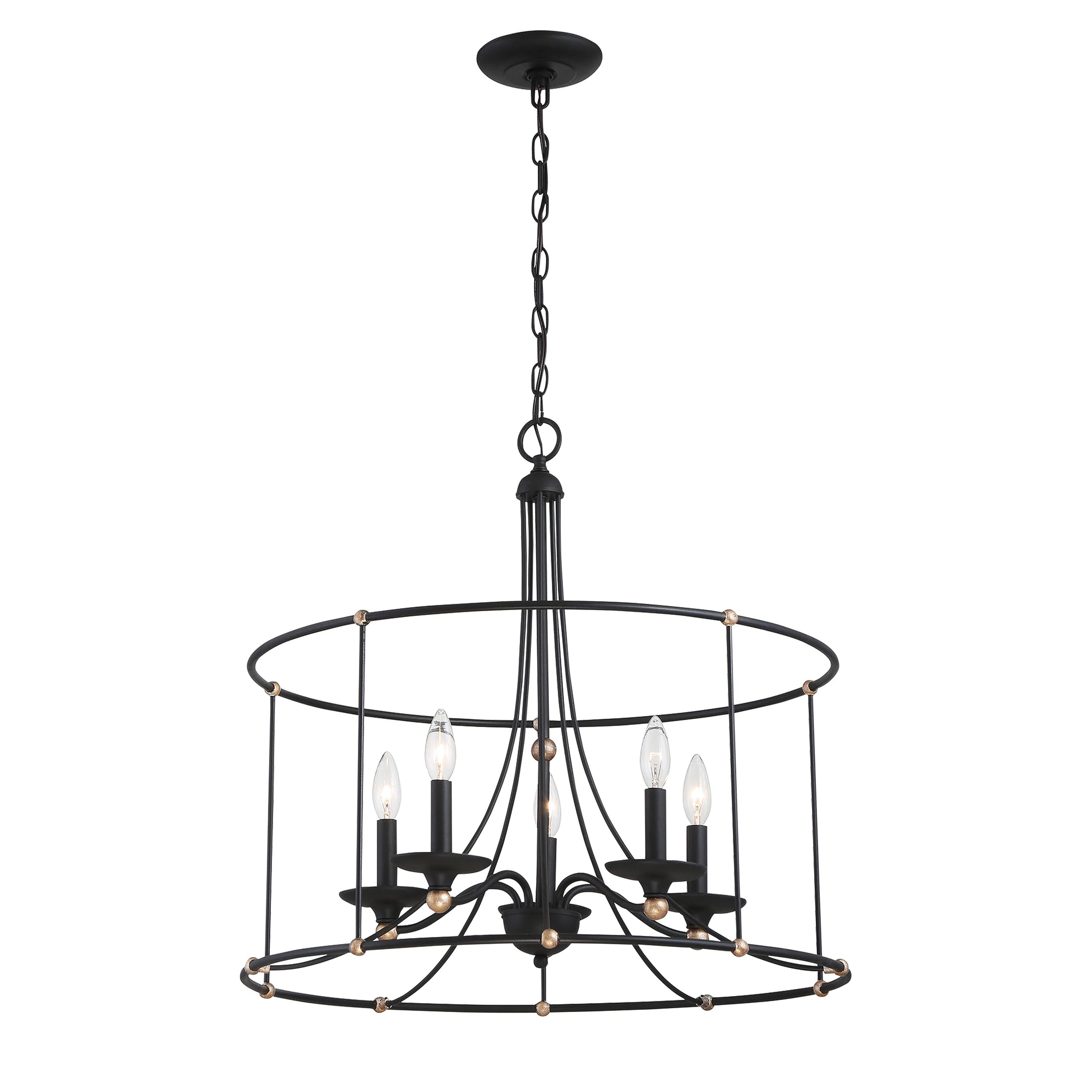Westchester County 5 Light 25" Chandelier in Sand Coal with Skyline Gold Leaf - Minka-Lavery
