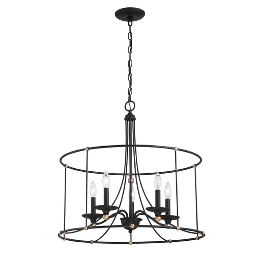 Westchester County 5 Light 25" Chandelier in Sand Coal with Skyline Gold Leaf - Minka-Lavery