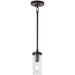 Elyton 1 Light Mini Pendant in Downtown Bronze Finish with Gold Highlights with Clear Seeded Glass - Minka-Lavery
