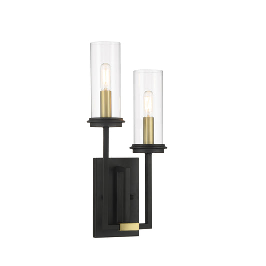 Hillstone 2 Light Wall Sconce in Sand Coal and Soft Brass Finish with Clear Glass - Minka-Lavery