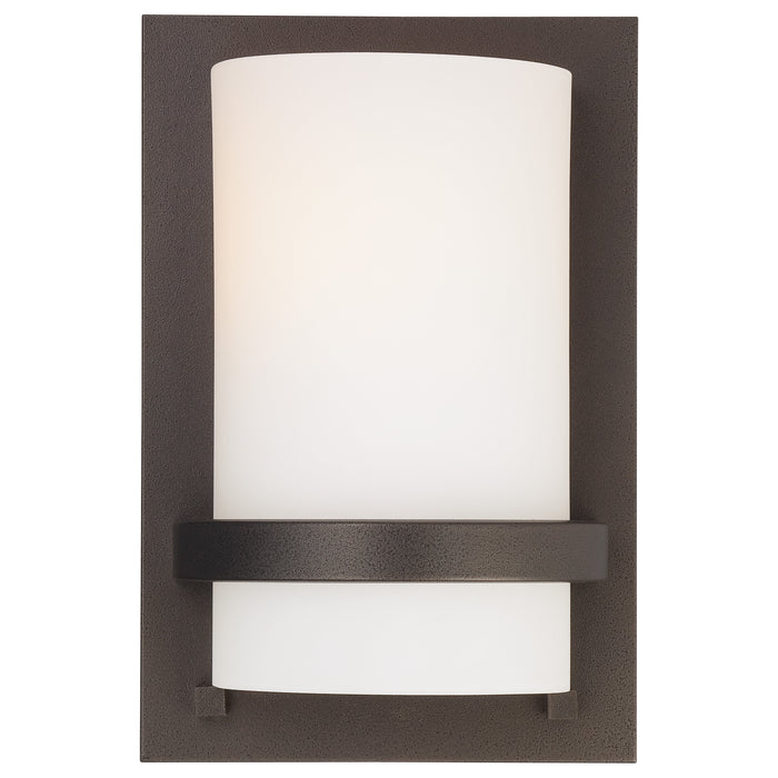 Fieldale Lodge 1 Light Wall Sconce in Smoked Iron Finish with Etched White Glass - Minka-Lavery