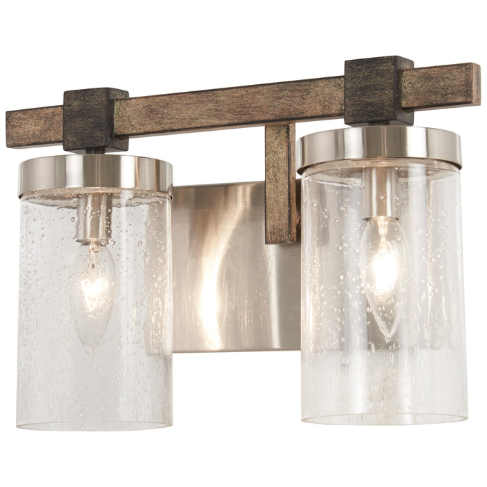 Bridlewood 2 Light Bath in Stone Grey with Brushed Nickel Finish with Clear Seeded Glass - Minka-Lavery