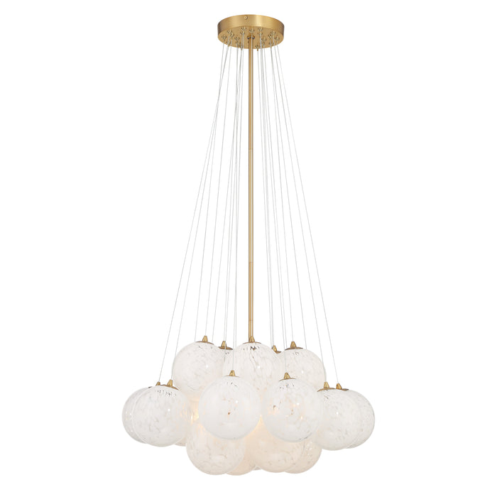 Langford 5-Light Pendant - Legacy Brass with Art Glass - Minka-Lavery