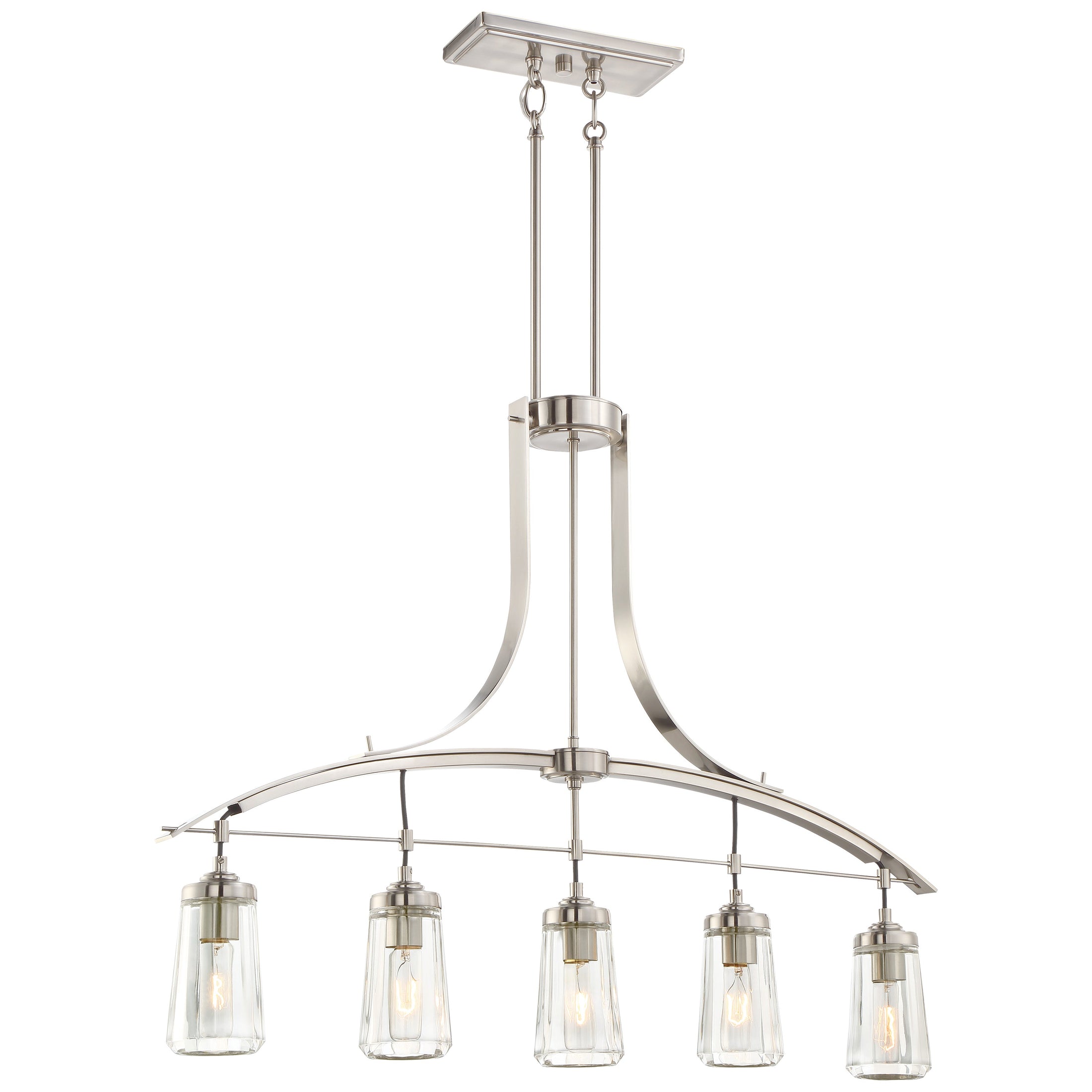 Poleis 5 Light Island in Brushed Nickel with Clear Glass - Minka-Lavery