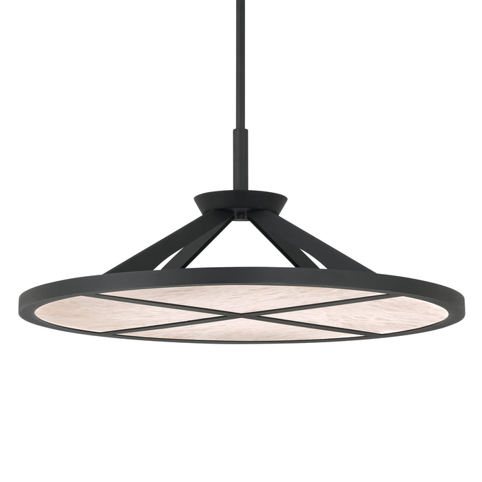 Stiles LED Pendant - Sand Coal Black with Alabaster Stone - Minka-Lavery