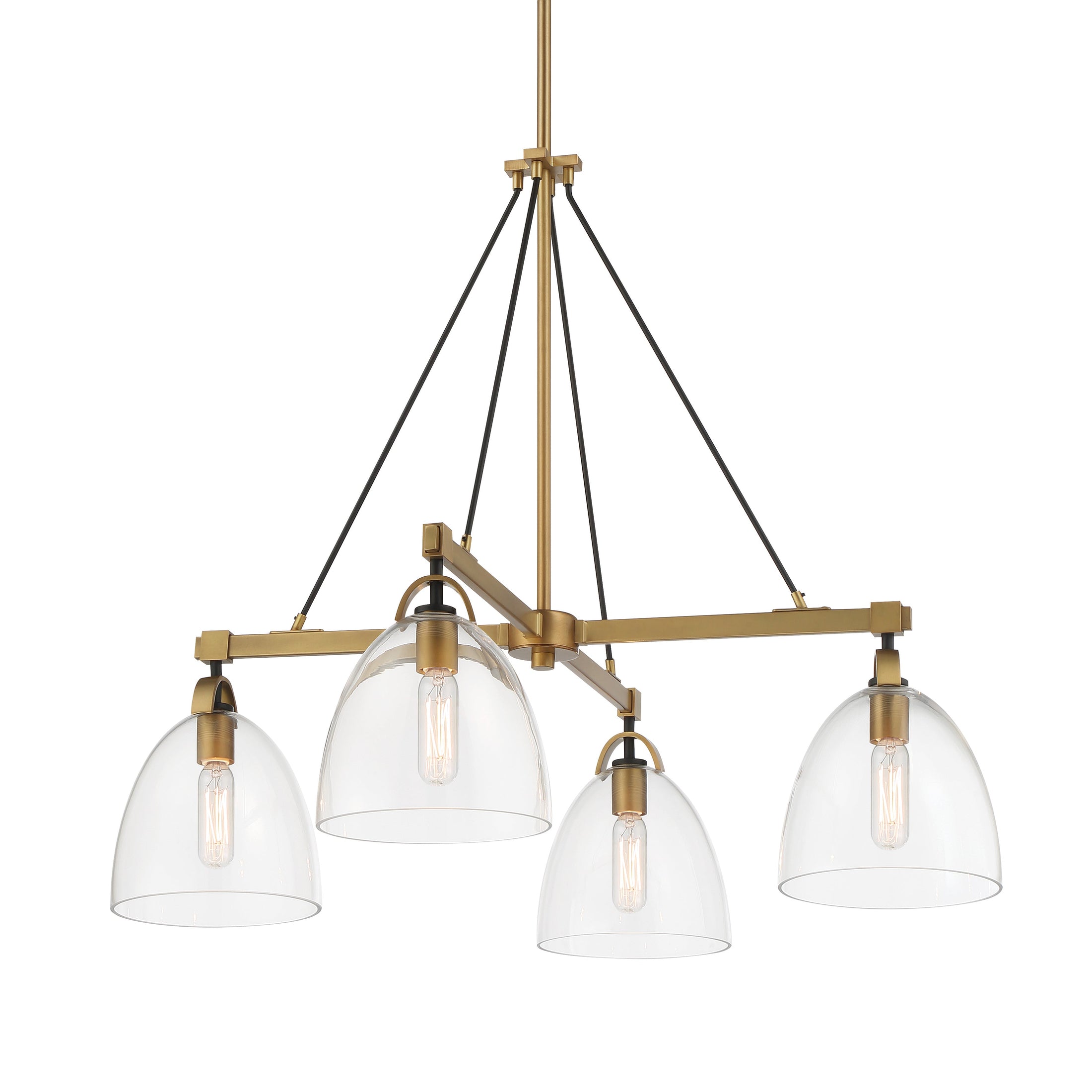 Sommersby 4-Light Chandelier - Legacy Brass and Matte Black with Clear Glass - Minka-Lavery