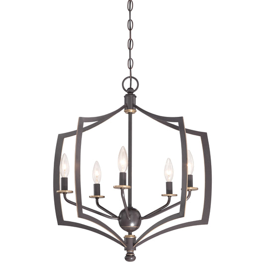 Middletown 5 Light Chandelier in Downton Bronze Finish with Gold Highlights - Minka-Lavery