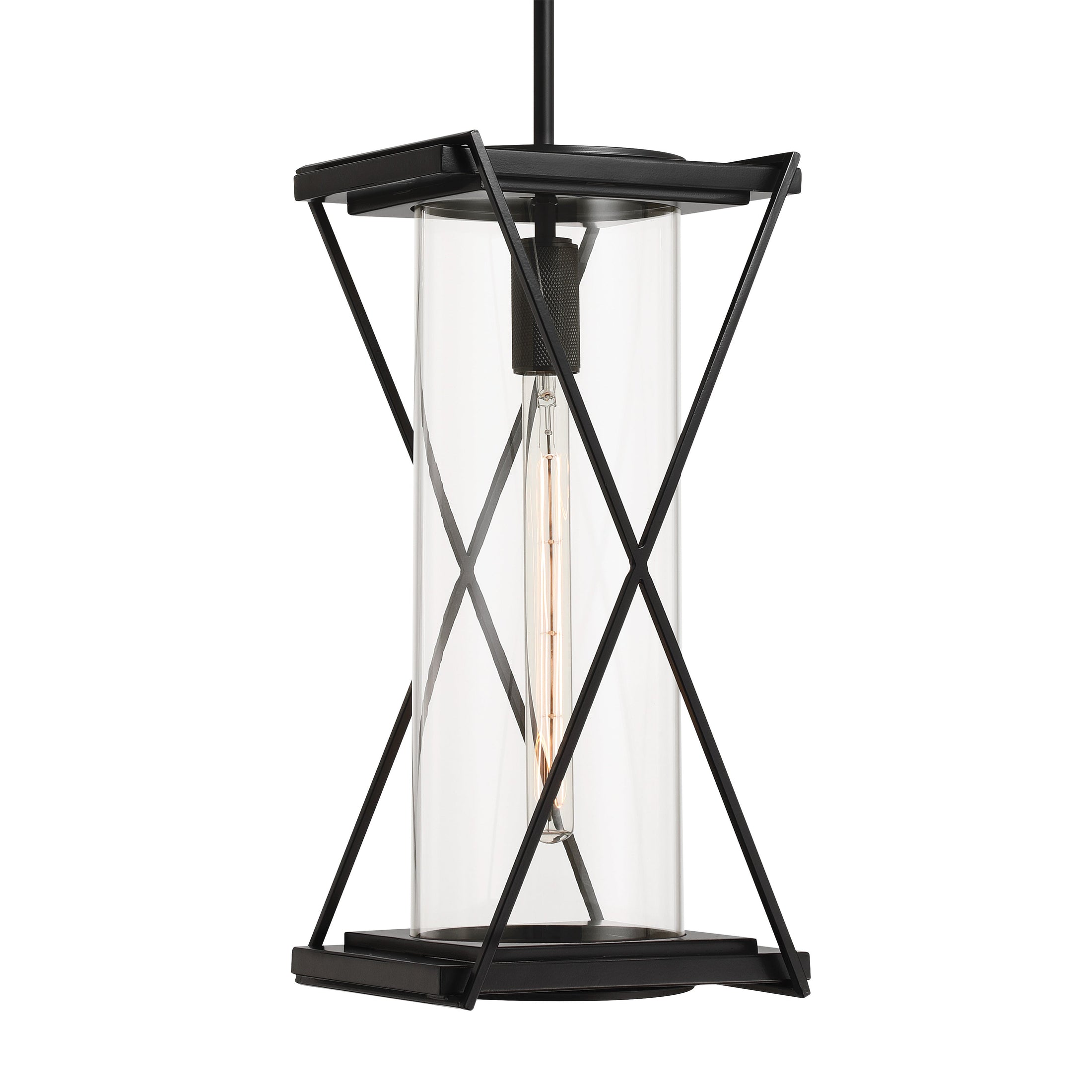 Rockhill 1-Light Outdoor Pendant - Dark Matte Black with Clear Glass - Minka-Lavery