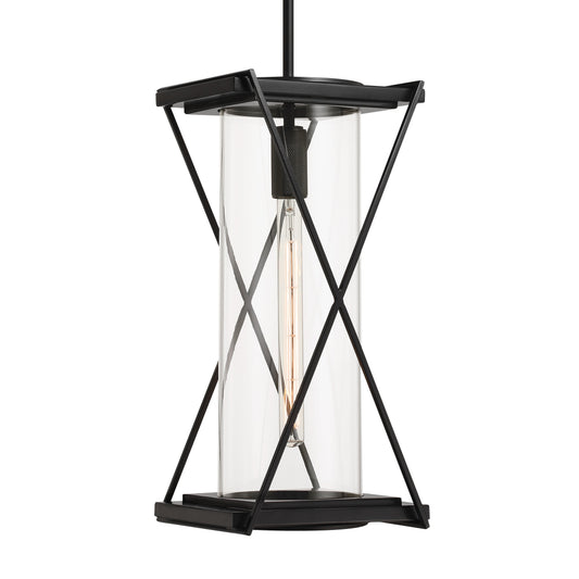 Rockhill 1-Light Outdoor Pendant - Dark Matte Black with Clear Glass - Minka-Lavery