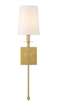 Load image into Gallery viewer, Calera 1 Light Wall Sconce in Signature Brass Finish with White Fabric Shade - Minka-Lavery
