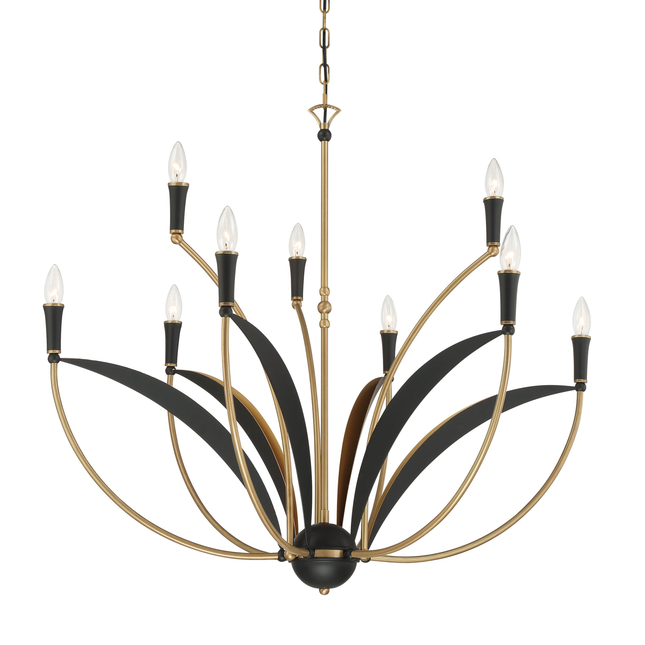 Miller 9-Light Chandelier - Legacy Brass and Sand Coal Black - Minka-Lavery