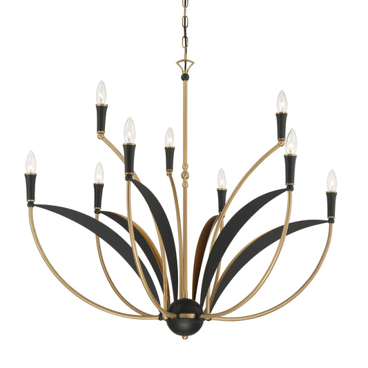 Miller 9-Light Chandelier - Legacy Brass and Sand Coal Black - Minka-Lavery