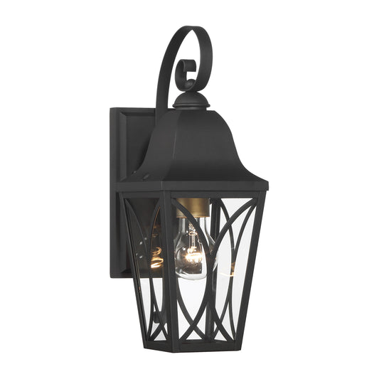 Cardigan 1 Light Outdoor Wall Mount in Sand Coal Black & Olden Brass Finish with Clear Glass - Minka-Lavery