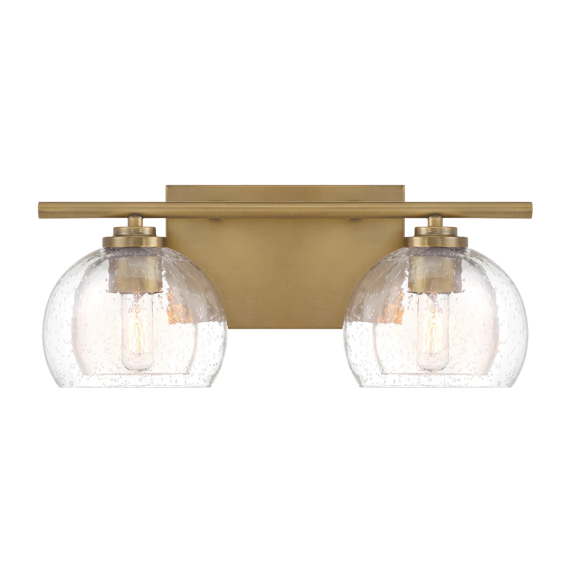 Glint 2-Light Vanity - Legacy Brass with Clear Seeded Glass - Minka-Lavery