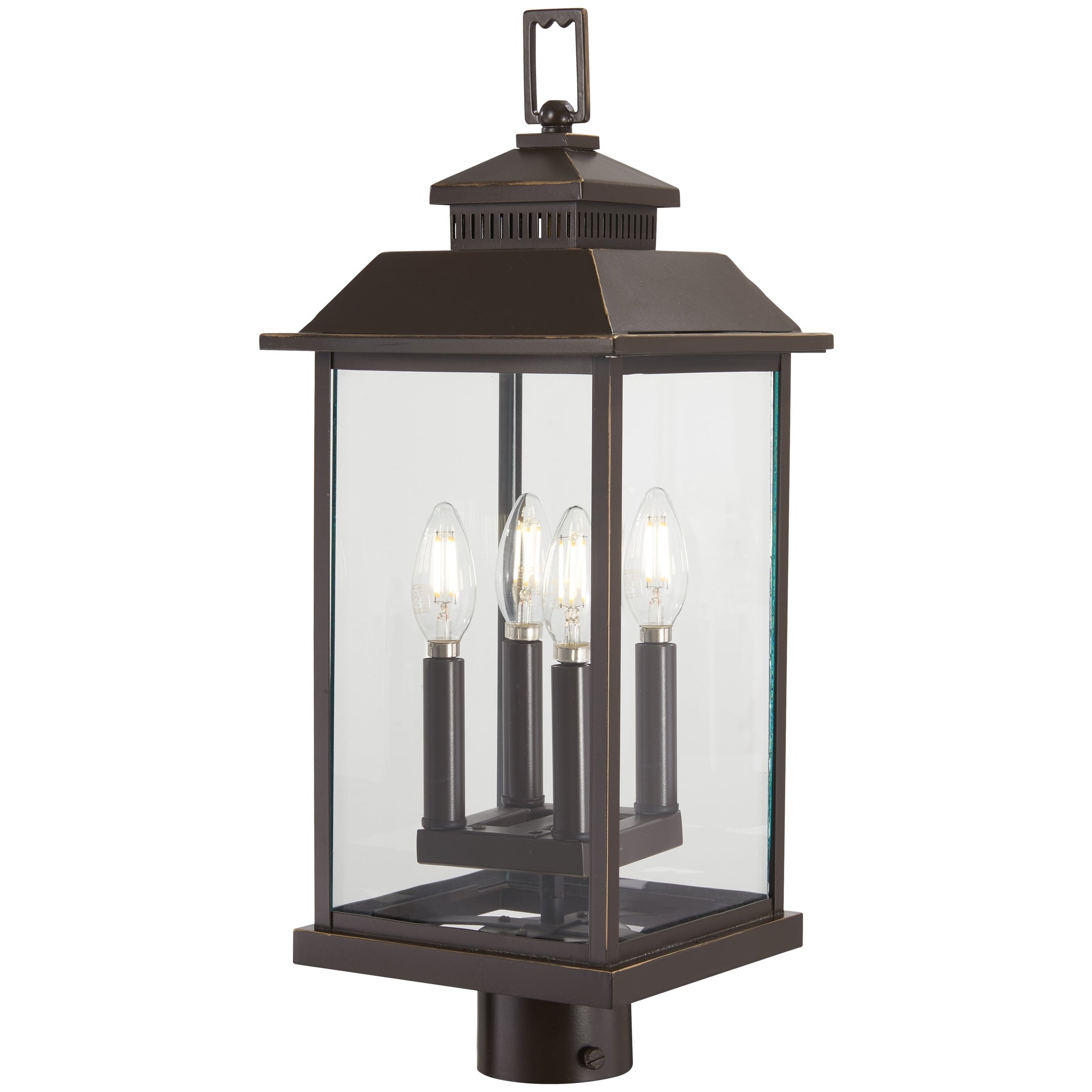Miner's Loft 4 Light Post Mount in Oil Rubbed Bronze Finish with Gold Highlights with Clear Glass - Minka-Lavery