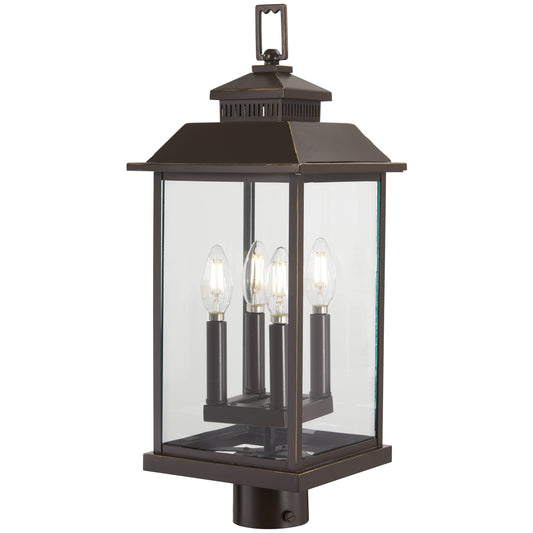 Miner's Loft 4 Light Post Mount in Oil Rubbed Bronze Finish with Gold Highlights with Clear Glass - Minka-Lavery