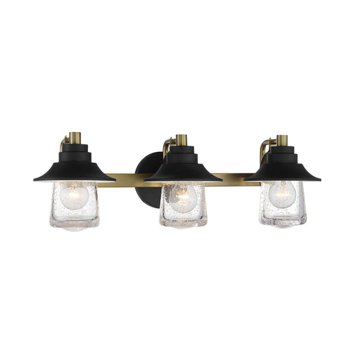 Westfield Manor 3 Light Bath in Sand Coal with Soft Brass Finish and Clear Seedy Glass - Minka-Lavery
