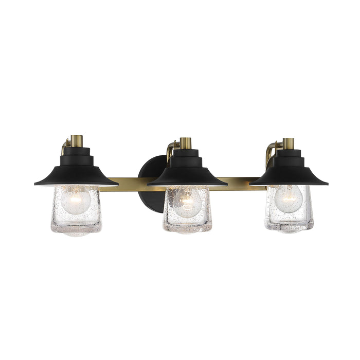 Westfield Manor 3 Light Bath in Sand Coal with Soft Brass Finish and Clear Seedy Glass - Minka-Lavery