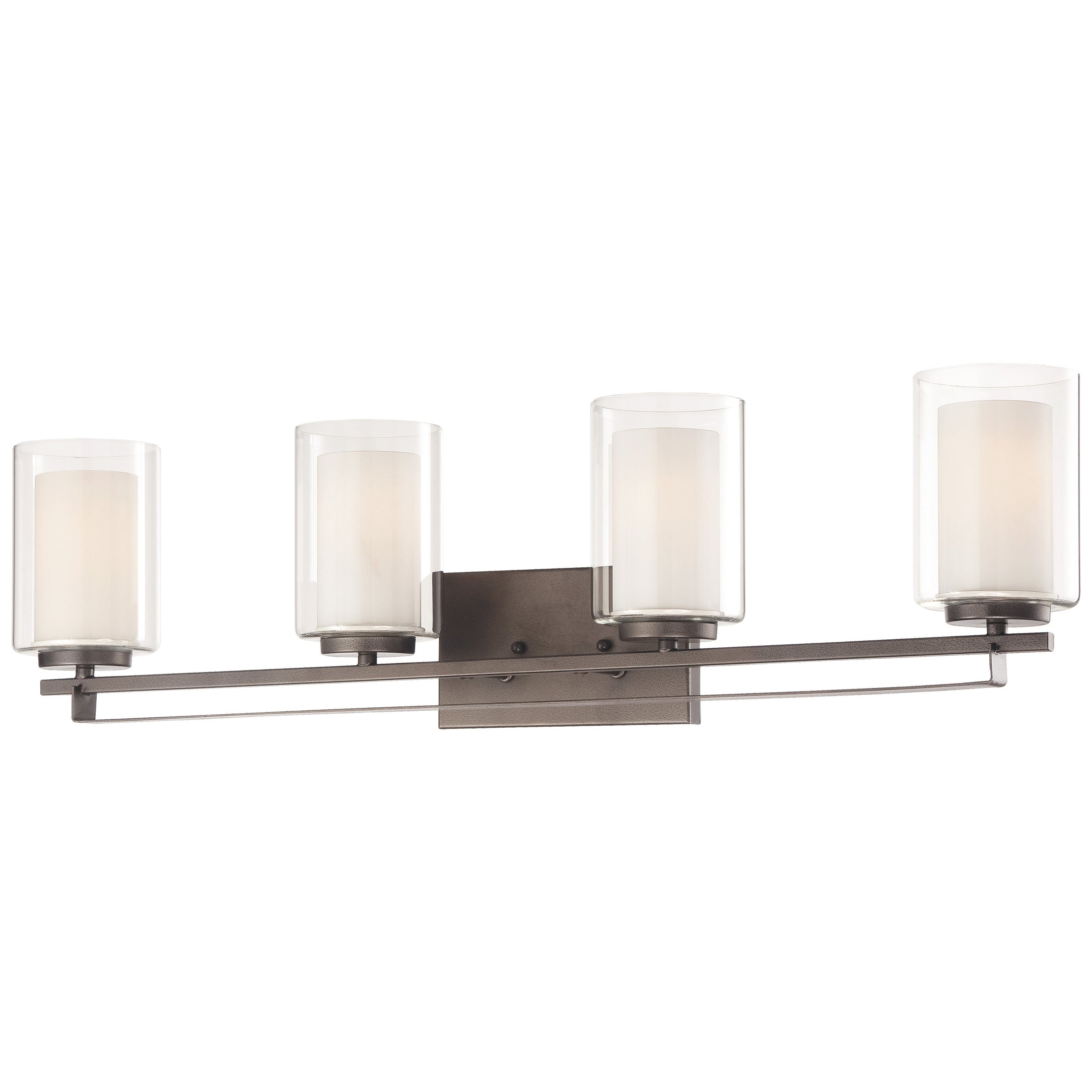 Parsons Studio 4 Light Bath in Smoked Iron Finish with Clear and Etched White Glass - Minka-Lavery