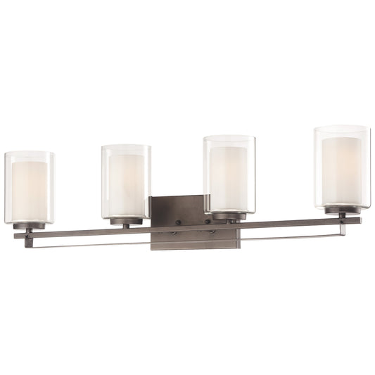 Parsons Studio 4 Light Bath in Smoked Iron Finish with Clear and Etched White Glass - Minka-Lavery