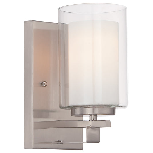 Parsons Studio 1 Light Bath in Brushed Nickel Finish with Clear and Etched White Glass - Minka-Lavery