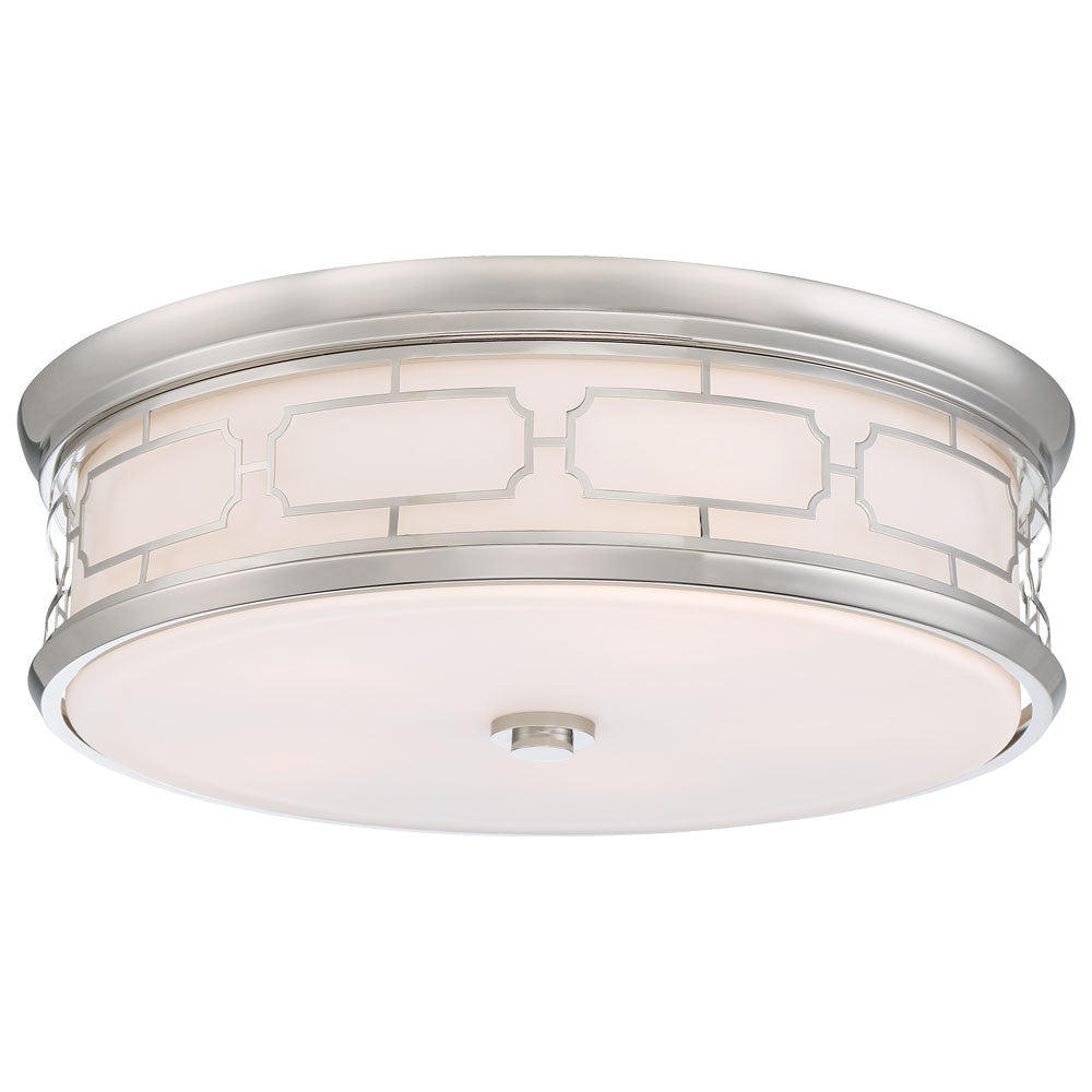 Flush Mount LED 20" Decorative Flush Mount in Polished Nickel Finish and Etched White Glass - Minka-Lavery