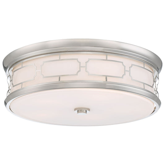 Flush Mount LED 20" Decorative Flush Mount in Polished Nickel Finish and Etched White Glass - Minka-Lavery