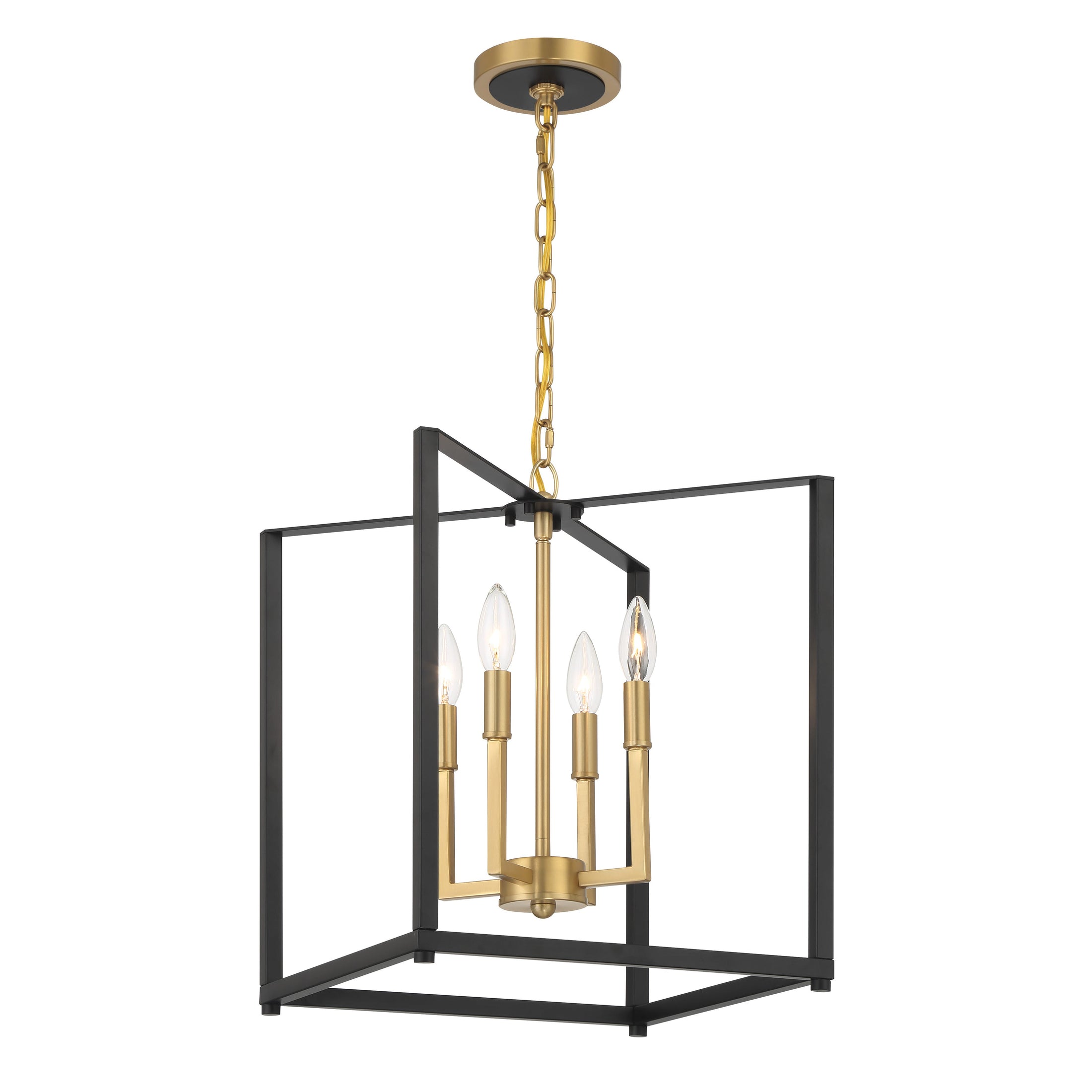 Colwick 4 Light Pendant in Coal Black & Signature Brass Finish - Minka-Lavery