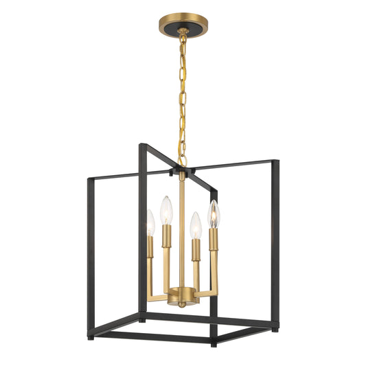 Colwick 4 Light Pendant in Coal Black & Signature Brass Finish - Minka-Lavery