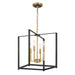 Colwick 4 Light Pendant in Coal Black & Signature Brass Finish - Minka-Lavery