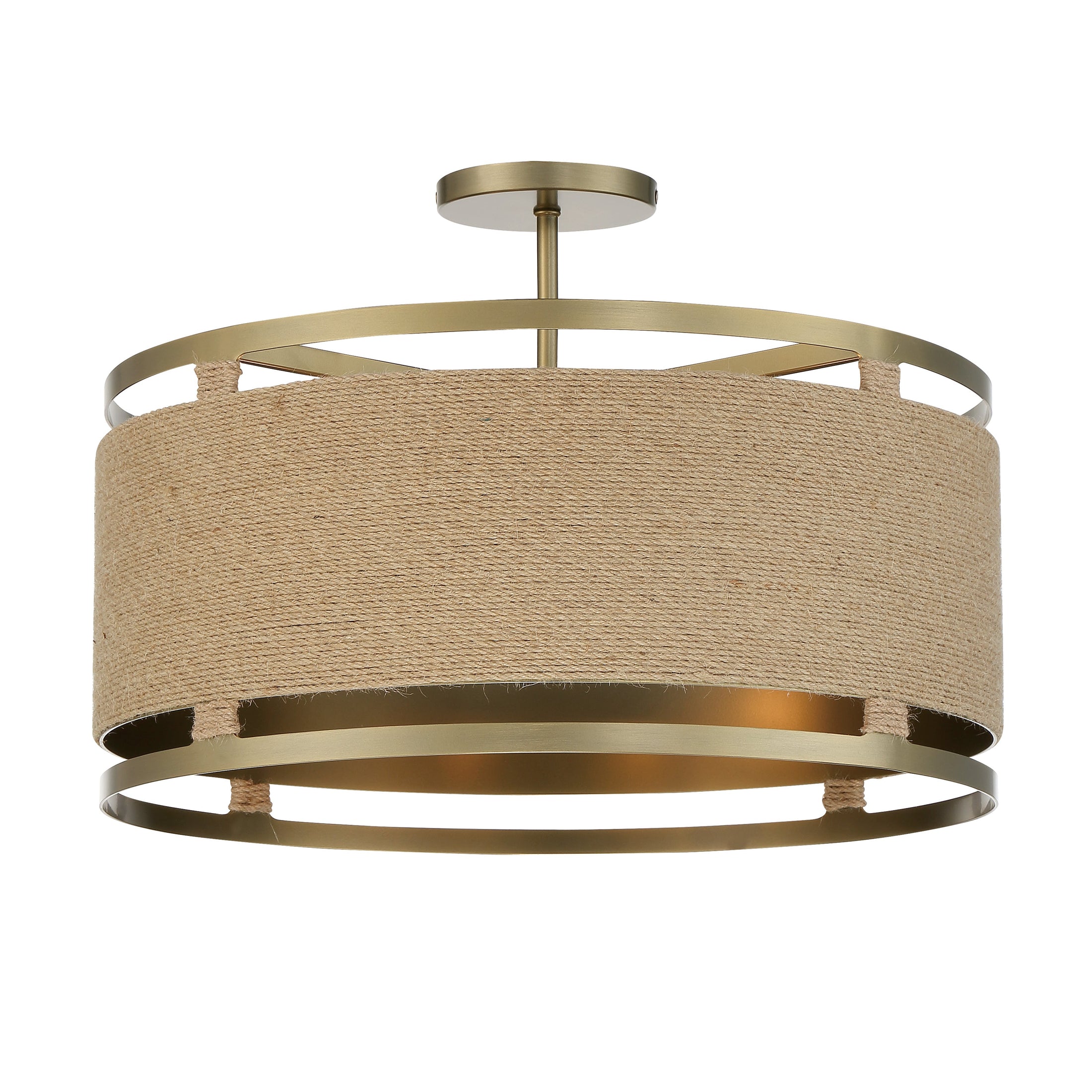 Windward Passage 4 Light Semi Flush in Soft Brass Finish with Natural Rope - Minka-Lavery