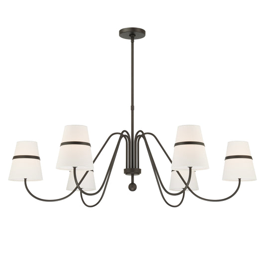 Althia 6-Light Chandelier - Textured Dark Bronze with White Linen - Minka-Lavery