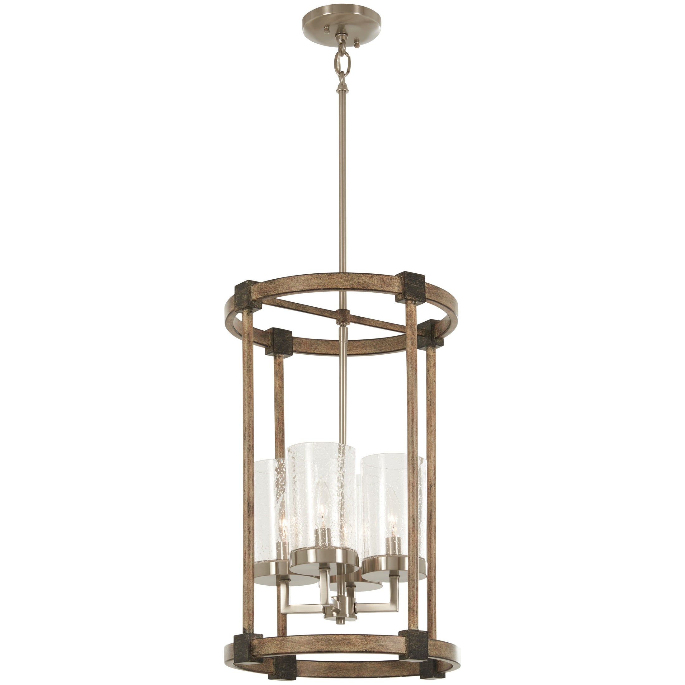 Bridlewood 4 Light Pendant in Stone Grey with Brushed Nickel Finish with Clear Seeded Glass - Minka-Lavery