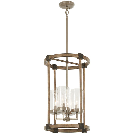 Bridlewood 4 Light Pendant in Stone Grey with Brushed Nickel Finish with Clear Seeded Glass - Minka-Lavery