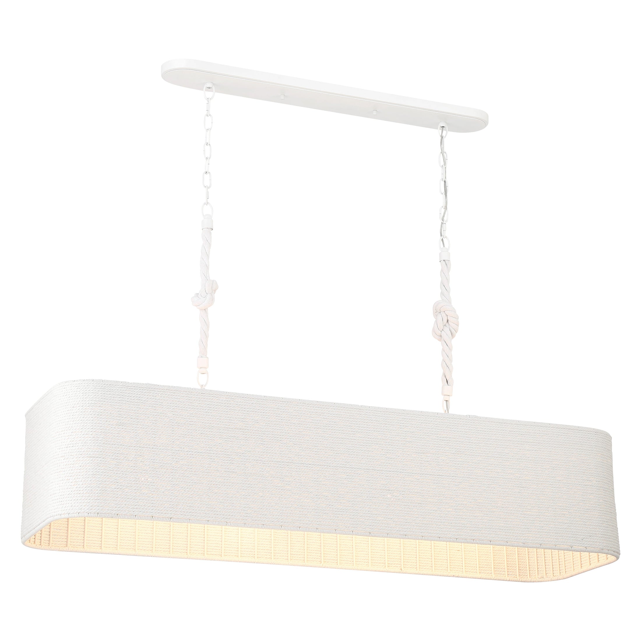 Lodelle 4 Light Island in Matte White Finish and White Cotton Rope Shade - Minka-Lavery