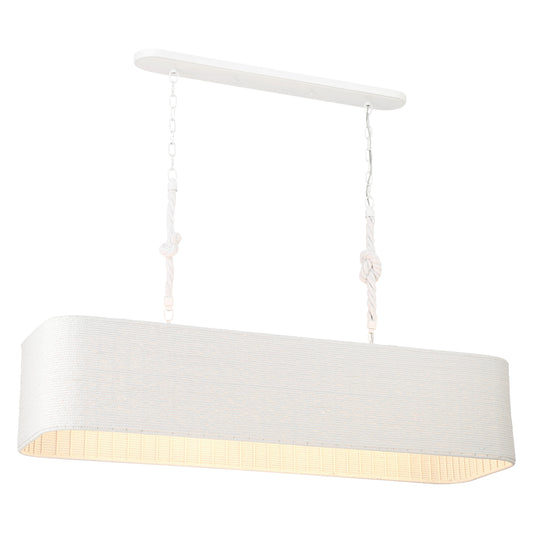 Lodelle 4 Light Island in Matte White Finish and White Cotton Rope Shade - Minka-Lavery