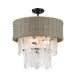 Breakers Isle 6 Light Pendant convertible to Semi Flush in Coal Finish with Rattan Shade and White Swirl Glass - Minka-Lavery