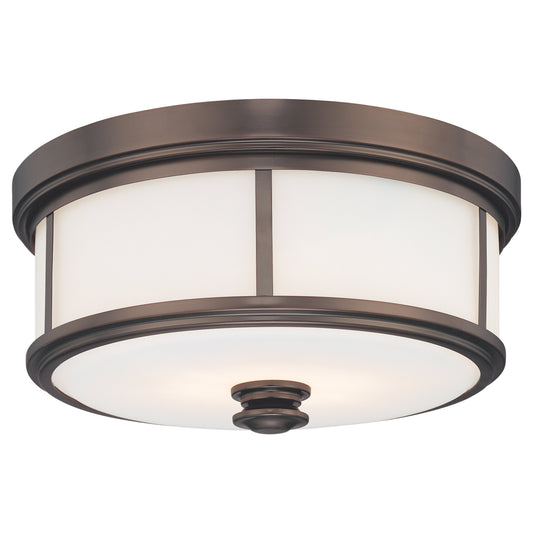 Harbour Point 2 Light Flush Mount in Harbour Point Bronze Finish with Etched Opal Glass - Minka-Lavery