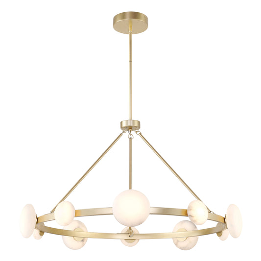 Zill 10 Light Chandelier in Lily Gold Finish and Alabaster Shade - Minka-Lavery