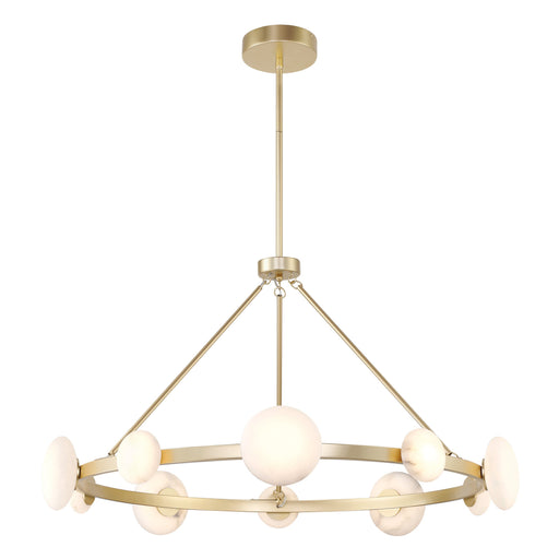 Zill 10 Light Chandelier in Lily Gold Finish and Alabaster Shade - Minka-Lavery