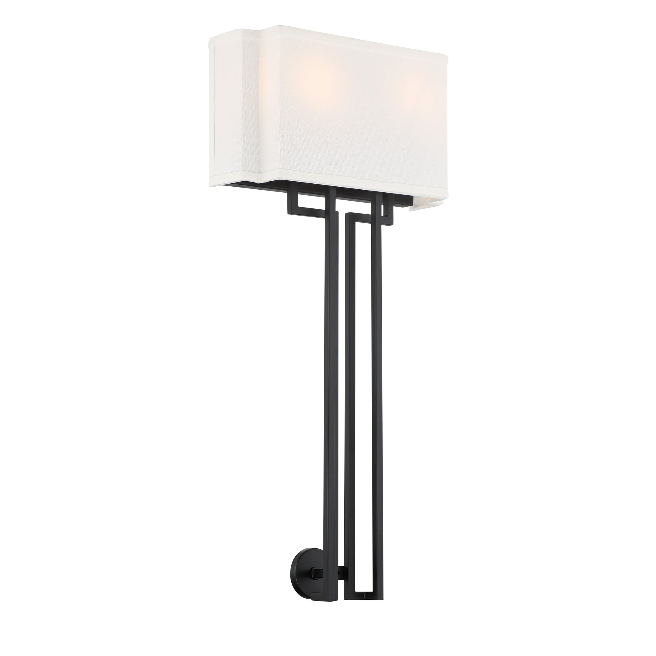 Upham Estates 2 Light Wall Torchiere in Coal and Polished Nickel Finish with White Line Shade - Minka-Lavery