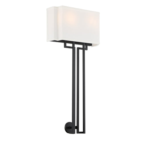 Upham Estates 2 Light Wall Torchiere in Coal and Polished Nickel Finish with White Line Shade - Minka-Lavery