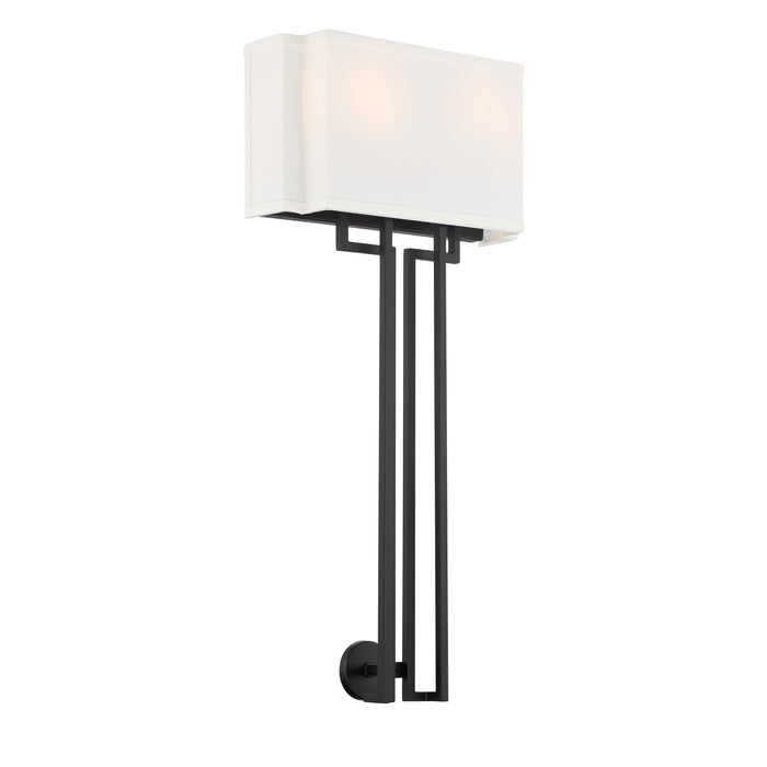 Upham Estates 2 Light Wall Torchiere in Coal and Polished Nickel Finish with White Line Shade - Minka-Lavery