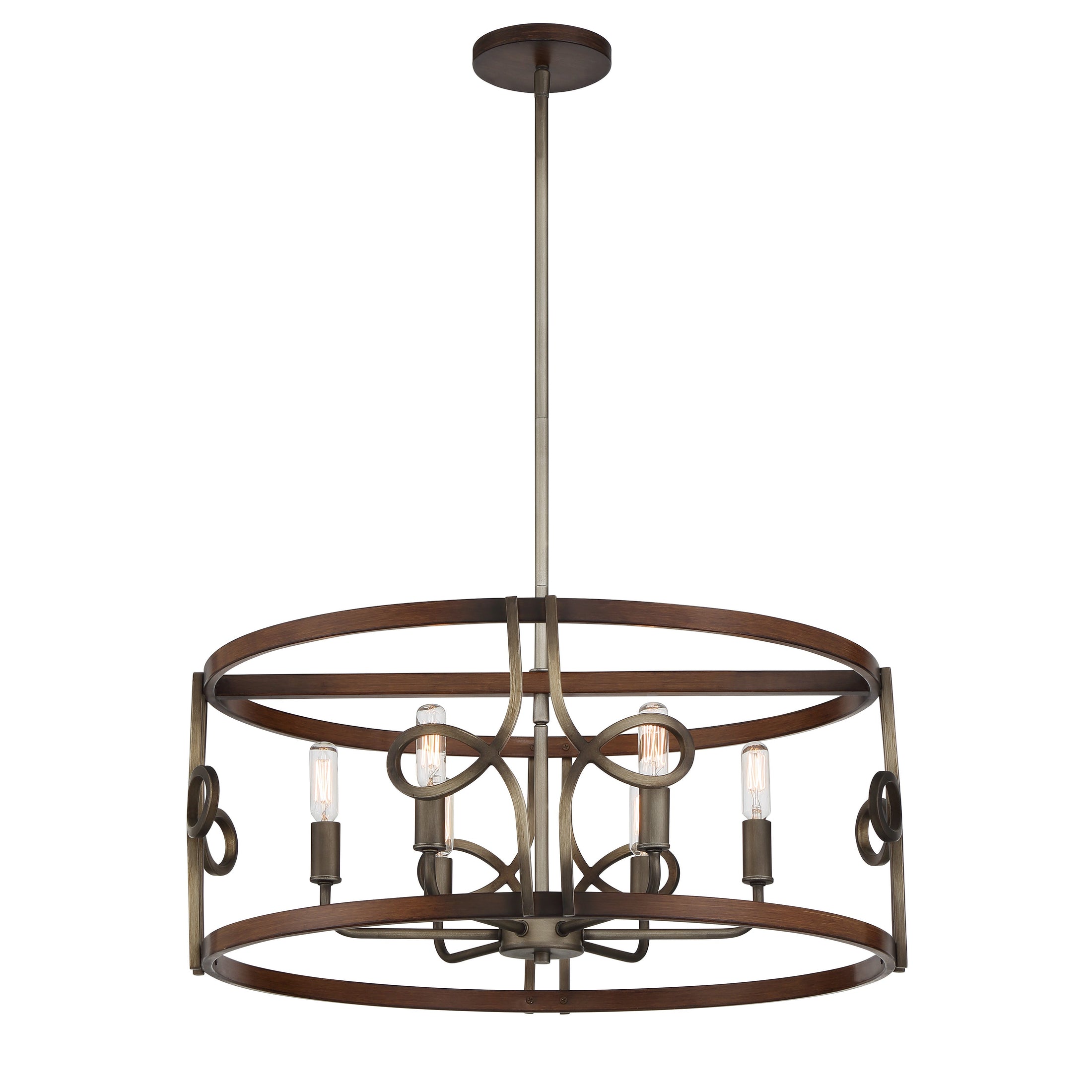 Yorkville by Robin Baron 6 Light Pendant with Aged Darkwood with Silver Patina Finish with Clear Glass, a Robin Baron Design - Minka-Lavery