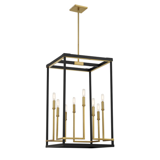 UNION ESTATES 8 Light Pendant in Coal and Soft Brass Finish - Minka-Lavery
