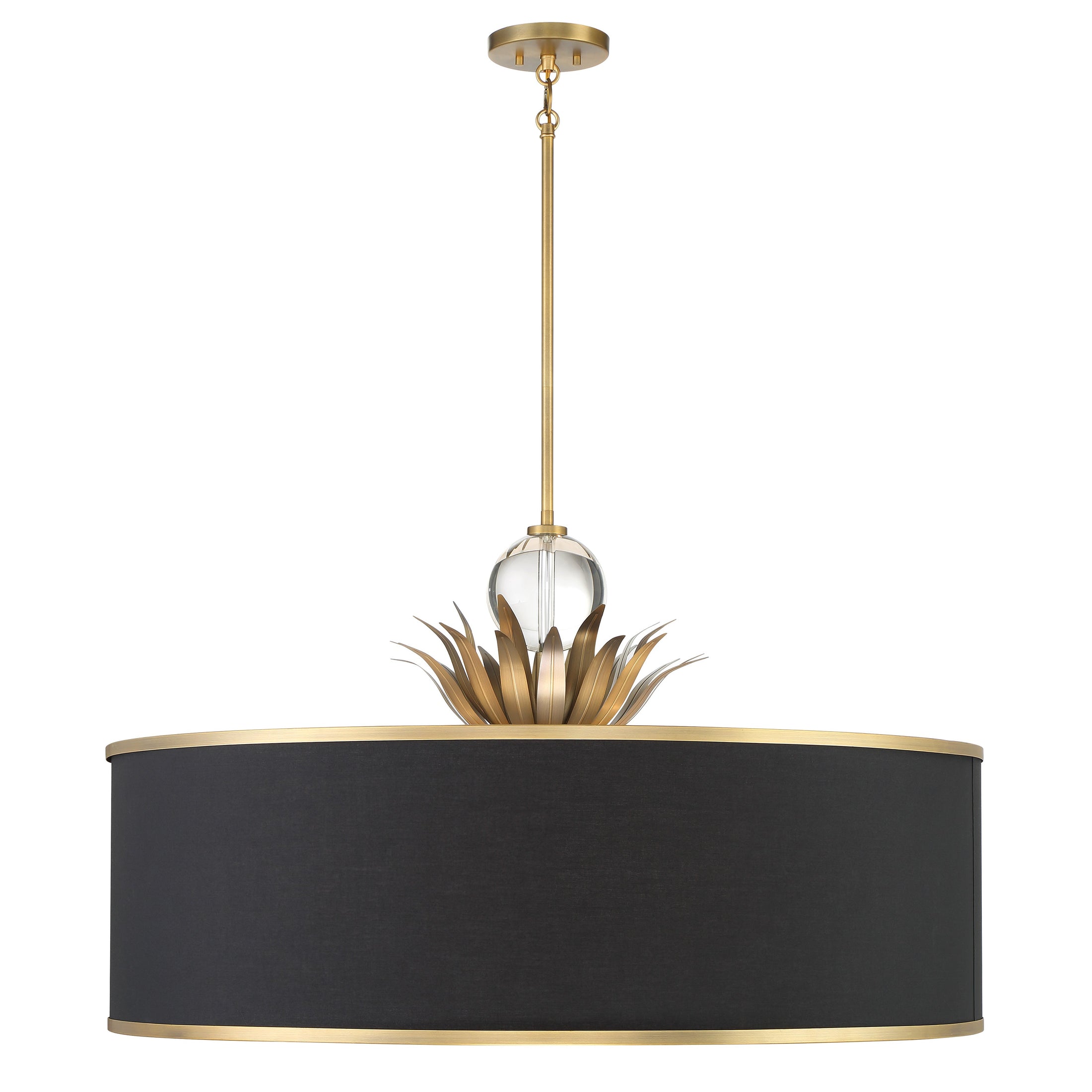 Caprio 8 Light Pendant in Natural Brushed Brass Finish and Fabric Shade - Minka-Lavery