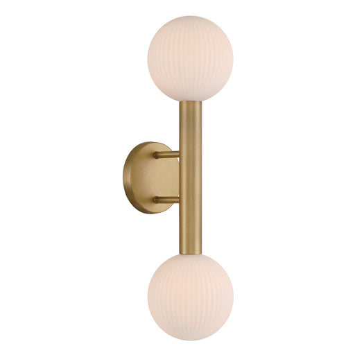 Fenton 2-Light Wall Sconce - Legacy Brass with White Striped Glass - Minka-Lavery