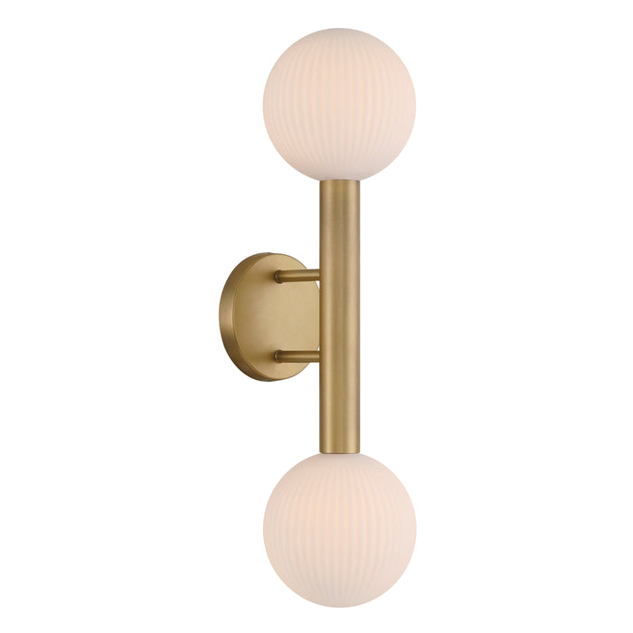 Fenton 2-Light Wall Sconce - Legacy Brass with White Striped Glass - Minka-Lavery