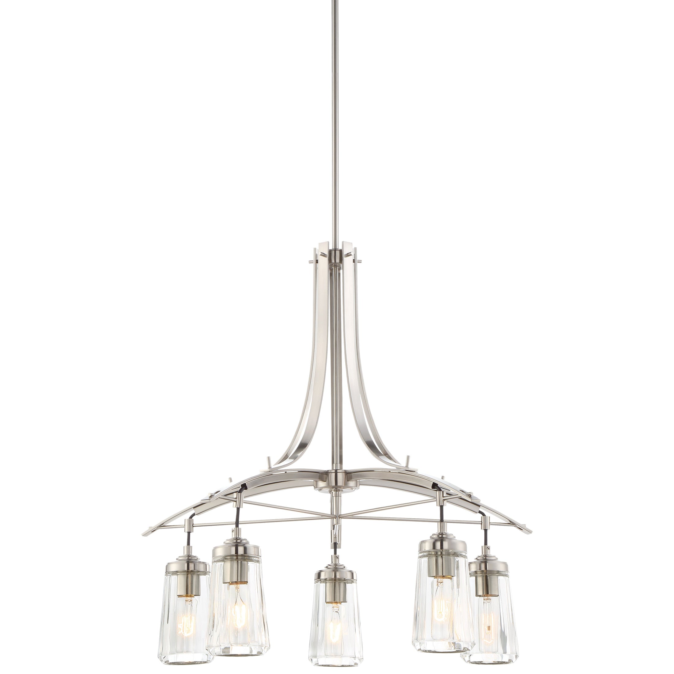 Poleis 5 Light Chandelier in Brushed Nickel with Clear Glass - Minka-Lavery